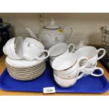 A Queen's Golden Jubilee commemorative tea set, comprising teapot, milk jug, coffee bowl, and six cu