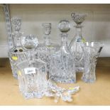 A group of crystal and other decanters, to include a Bohemia decanter, three Thomas Webb decanters,