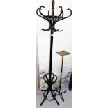 A Bentwood coat stand and a metal candle stand. (2)