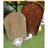 An Amersham bagatelle board, backing board, and a small group of two pennies. (AF)