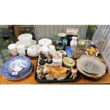 A group of china and effects, Readers Digest models, Piggins figures, Guernsey cow creamer, salt and