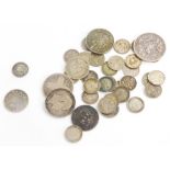 A quantity of Victorian and later British silver and other coins.