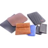 A collection of small leather and associated goods, to include a Coach brown leather mouse pad, a