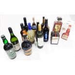 A collection of wine, spirits, etc., to include ginger wine, Cointreau, Grand Marnier, etc.