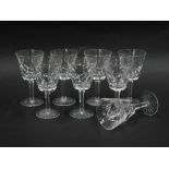 A set of eight Waterford Crystal wine glasses, each with a tapering bowl, 15cm high.