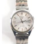 A Seiko stainless steel gentleman's wristwatch, with date aperture, on stainless steel bracelet,