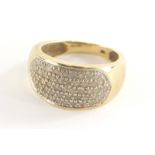 A 9ct gold half hoop dress ring, with pave set cz stones, in white gold setting on a yellow metal