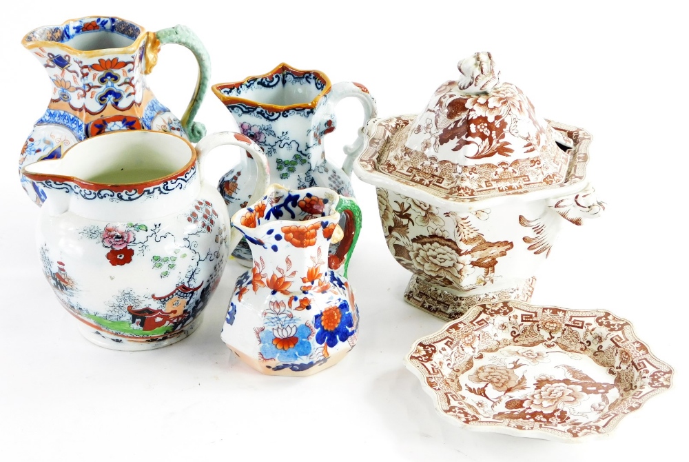 A collection of 19thC and later Masons ironstone, to include jugs, a small tureen and cover, etc.