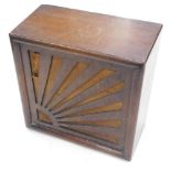 An oak Art Deco portable speaker, 31cm wide.