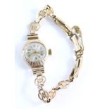 A 9ct gold Avia ladies wristwatch, with fan watch head and bezel, and a similar design bracelet,
