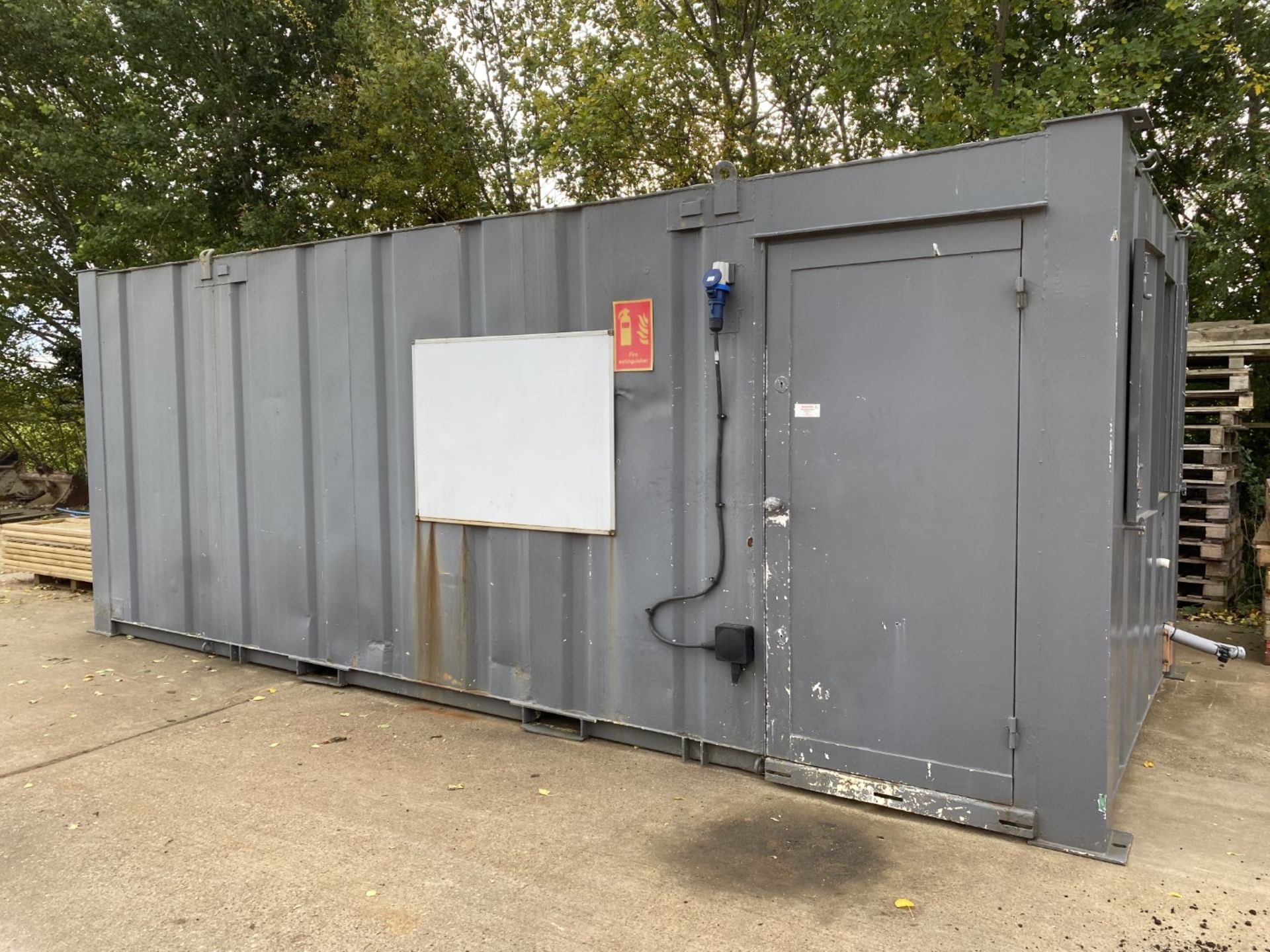 A 20' steel Premium Site Canteen, with sink and boiler.