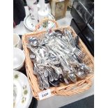 A group of community plate cutlery, to include knives, spoons, forks, etc.