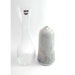 A Dartington crystal decanter and a stoneware domed vase.