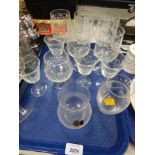 A group of glassware, to include a RCR crystal bud vase, wine and sherry glasses with floral scroll