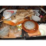 Various household effects, serving trays, dinnerwares, dinner plates, hanging tapestry, glassware, w