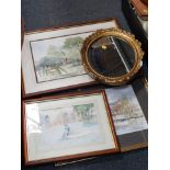 A group of amateur watercolours, indistinctly signed, countryside scenes with figures, together with
