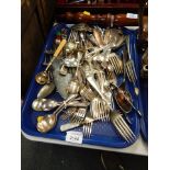 A group of silver plated wares, to include silver plated cutlery, spoons, mother of pearl handled pi