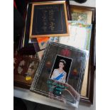 A group of Royal memorabilia, to include a Queen Elizabeth II Silver Jubilee mirror, a Britannia sil