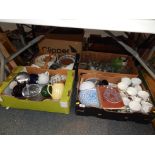 Household china and effects, teacups, toast racks, serving plates, glassware, etc. (4 boxes)
