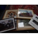 Various pictures and prints, to include A4s at Peterborough, Greasley Green Arrow poster, other stea