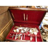 An Oneida Community Plate part canteen of cutlery, the case to fit ten place settings, incomplete. (