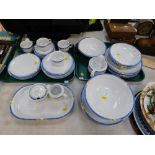 A Seltman Weinden Bavarian part dinner service, white with Art Deco blue stripe pattern, to include