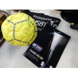 A Grimsby Town Wembley scarf, an Admiral signed football, and a football programme Grimsby Town vs