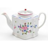 An early 19thC Newhall porcelain teapot, pattern 593, with sprays of mixed flowers, circa 1796-1805,