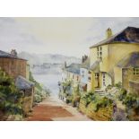 Jill Gooch (20thC). A View of Bodinnick, Cornwall, watercolour, signed, 28cm x 37cm.