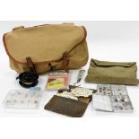 A Brady canvas fishing bag and other tackle, etc., to include a BFR Super Fly 995 fly fishing reel,