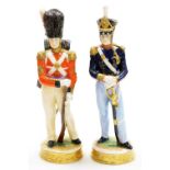 Two 20thC German porcelain figures, of an 1828 officer and an 1833 sergeant, 22cm high.