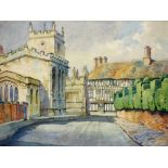 Philip C. Priestley. A View of Stratford, with church and half timber buildings, watercolour, signed