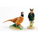 Two Beswick hunting figures, comprising Huntsman fox ECF1, 15cm high, and a modern Beswick pheasant,