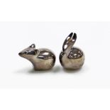 Two 20thC Dansk silver plated animals, mouse and rabbit, marks to underside, 6cm wide and 4cm wide r