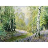 Albert Henry Findley (1880-1975). Bluebell Woods at Swithland, watercolour, signed, 27cm x 37cm.