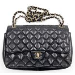 A replica Chanel quilted leather shoulder bag, with chain strap handle, 30cm x 21cm.