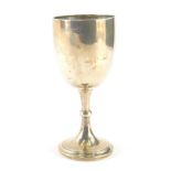 A George V silver goblet, the plain bowl on inverted stem and circular foot initialled AWM 1921, Lon