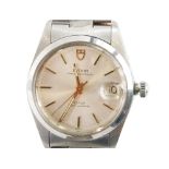 A Tudor Prince Oyster Date Rotor Self Winding gents wristwatch, with silvered coloured dial and gold