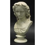 A 19thC Copeland W C Marshall Parian bust, formed as a lady quarter profile, on inverted circular fo