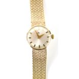 A WS ladies wristwatch, with 9ct gold mesh work strap, baton numerals and pointers, 1.5cm diameter d