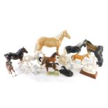 A quantity of ceramics and bronzed resin horse, various makes, to include Basil Matthews. (AF)
