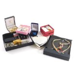 Various costume jewellery and effects, silver and marcasite set jewellery, two lighters, Variety Clu