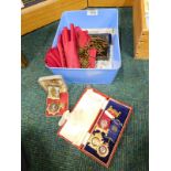 Various Masonic regalia jewels, red sash, etc. (a quantity)