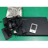 A Lenovo laptop various other accessories, faux snake skin bag, mobile phones, etc. (a quantity)