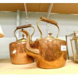 An early 20thC copper kettle and another.