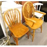 A stick back chair, wheel back chair, and another. (3)