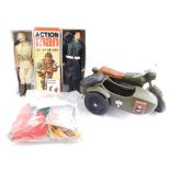 An Action Man Wehmacht officer, further Action Man officer wearing desert combat uniform, together w