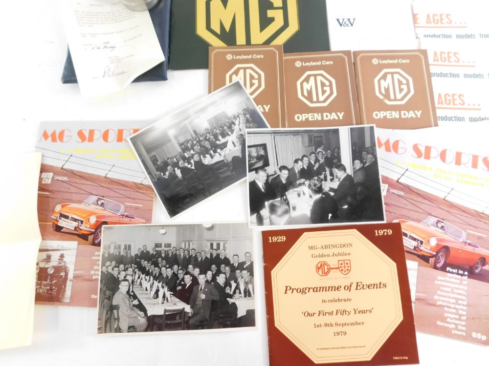 A group of MG ephemera, to include black and white photographs of dinners, MG open day booklets, V&V - Image 3 of 5