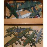 A group of kit built model aeroplanes, fighter jets and others. (2 boxes)