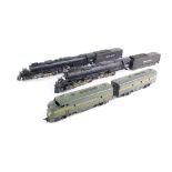 HO gauge locomotives, including a Rivarossi 4-8-8-4 Big Boy Union Pacific locomotive and tender, ano